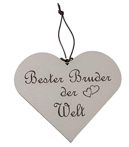 Bester Bruder der Welt Herz Aufhänger weiß Schild Geschenk Deko HDF Wandschild Lederband Bester Bruder der Welt Herz Aufhänger weiß Schild Geschenk Deko HDF Wandschild Lederband von Generisch