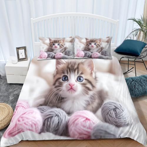 Bettbezug 135 x 200 cm Kinder Erwachsener Bettbezug Set 2 Kissenbezüge Niedlich Tiere Katze Mit Reißverschluss Weiche Mikrofaser Grau Bettwäsche Pflegeleicht Weiche Bettbezug Bettbezug 135 x 200 cm Kinder Erwachsener Bettbezug Set 2 Kissenbezüge Niedlich Tiere Katze Mit Reißverschluss Weiche Mikrofaser Grau Bettwäsche Pflegeleicht Weiche Bettbezug von Generisch