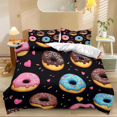 Bettbezug 135 x 200 cm für Jungen Mädchen Erwachsener Cartoon-Herz-Donut Muster mit Reißverschluss Mikrofaser Weich Atmungsaktiv Bettwäsche Set Ganzjahres Bettbezug Schwarz Braun Bettbezug 135 x 200 cm für Jungen Mädchen Erwachsener Cartoon-Herz-Donut Muster mit Reißverschluss Mikrofaser Weich Atmungsaktiv Bettwäsche Set Ganzjahres Bettbezug Schwarz Braun von Generisch