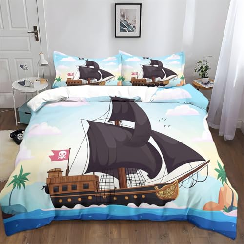 Bettbezug Aesthetic Weiche Karikatur, Segeln, Pirat Druck 3-teiliges Bettwäsche, 135 x 200 cm Pflegeleicht Atmungsaktiv Bettwäsche für Jugendliche Erwachsene Grau Blau Bettbezug Aesthetic Weiche Karikatur, Segeln, Pirat Druck 3-teiliges Bettwäsche, 135 x 200 cm Pflegeleicht Atmungsaktiv Bettwäsche für Jugendliche Erwachsene Grau Blau von Generisch
