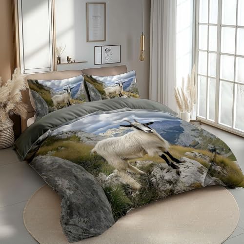 Bettbezug Tier Ziege Berge Bettwäsche Sets Microfaser Bettbezug Weiß Grau Bügelfrei & Knitterfrei Deckenbezug 135 X 200 cm Mit Reißverschluss Und 2 Kissenbezug 80X80 cm Bettbezug Tier Ziege Berge Bettwäsche Sets Microfaser Bettbezug Weiß Grau Bügelfrei & Knitterfrei Deckenbezug 135 X 200 cm Mit Reißverschluss Und 2 Kissenbezug 80X80 cm von Generisch