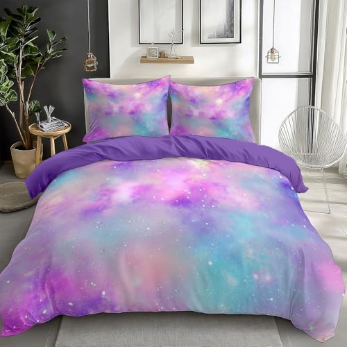 Bettbezug Traumkunst Galaxien Bettwäsche Set 155 x 200 cm, Traumgalaxie Bettwäsche-Set Mädchen Junge Kinder Deluxe Mikrofaser Weiche Bettbezug mit Reißverschluss und Kissenbezüge von Generisch