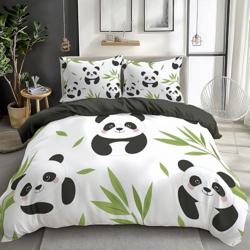 Bettdeckenbezug 135 x 200 cm Mikrofaser Bettwäsche Set Cartoon Panda Bambus Bettbezug Mit Reißverschluss Und 2 Kissenbezug 80 x 80 cm, Dunkelgrau Kinder Flauschig Weich Warme Bettbezüge Bettdeckenbezug 135 x 200 cm Mikrofaser Bettwäsche Set Cartoon Panda Bambus Bettbezug Mit Reißverschluss Und 2 Kissenbezug 80 x 80 cm, Dunkelgrau Kinder Flauschig Weich Warme Bettbezüge von Generisch