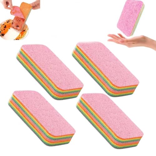 Betterware-12-lagiger Mikrofaserschwamm, 12-lagiger Mikrofaserschwamm, Eurow 12-lagiger Mikrofaserschwammblock For Reinigen Und Trocknen, Wiederverwendbarer Saugfähiger Regenbogenschwamm(4pcs,S) von Generisch