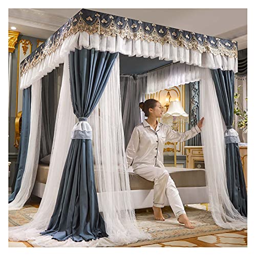 Betthimmel-Vorhänge für Mädchen – Doppellagiges Netz-Baldachin für Einzel-/Kingsize-Bett – Prinzessin Vier Poster-Bettvorhänge mit Rahmen Betthimmel-Vorhänge für Mädchen – Doppellagiges Netz-Baldachin für Einzel-/Kingsize-Bett – Prinzessin Vier Poster-Bettvorhänge mit Rahmen von Generisch