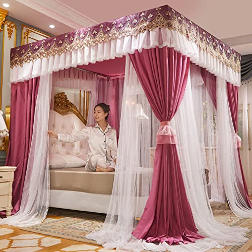 Betthimmel-Vorhänge für Mädchen – Doppellagiges Netz-Baldachin für Einzel-/Kingsize-Bett – Prinzessin Vier Poster-Bettvorhänge mit Rahmen Betthimmel-Vorhänge für Mädchen – Doppellagiges Netz-Baldachin für Einzel-/Kingsize-Bett – Prinzessin Vier Poster-Bettvorhänge mit Rahmen von Generisch