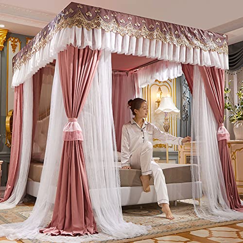 Betthimmel-Vorhänge für Mädchen – Doppellagiges Netz-Baldachin für Einzel-/Kingsize-Bett – Prinzessin Vier Poster-Bettvorhänge mit Rahmen Betthimmel-Vorhänge für Mädchen – Doppellagiges Netz-Baldachin für Einzel-/Kingsize-Bett – Prinzessin Vier Poster-Bettvorhänge mit Rahmen von Generisch