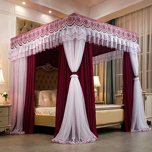 Betthimmel-Vorhänge für Mädchen – Doppellagiges Netz-Baldachin für Einzel-/Kingsize-Bett – Prinzessin Vier Poster-Bettvorhänge mit Rahmen Betthimmel-Vorhänge für Mädchen – Doppellagiges Netz-Baldachin für Einzel-/Kingsize-Bett – Prinzessin Vier Poster-Bettvorhänge mit Rahmen von Generisch