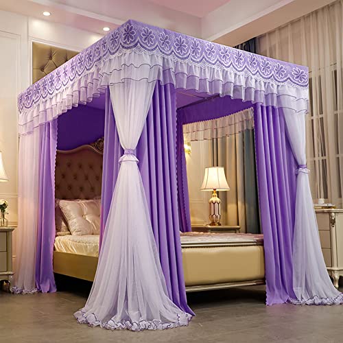 Betthimmel-Vorhänge für Mädchen – Doppellagiges Netz-Baldachin für Einzel-/Kingsize-Bett – Prinzessin Vier Poster-Bettvorhänge mit Rahmen Betthimmel-Vorhänge für Mädchen – Doppellagiges Netz-Baldachin für Einzel-/Kingsize-Bett – Prinzessin Vier Poster-Bettvorhänge mit Rahmen von Generisch