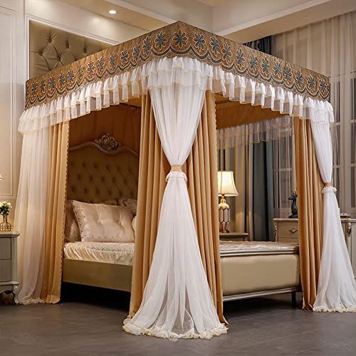 Betthimmel-Vorhänge für Mädchen – Doppellagiges Netz-Baldachin für Einzel-/Kingsize-Bett – Prinzessin Vier Poster-Bettvorhänge mit Rahmen Betthimmel-Vorhänge für Mädchen – Doppellagiges Netz-Baldachin für Einzel-/Kingsize-Bett – Prinzessin Vier Poster-Bettvorhänge mit Rahmen von Generisch