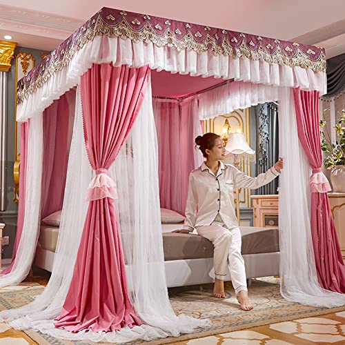 Betthimmel-Vorhänge für Mädchen – Doppellagiges Netz-Baldachin für Einzel-/Kingsize-Bett – Prinzessin Vier Poster-Bettvorhänge mit Rahmen Betthimmel-Vorhänge für Mädchen – Doppellagiges Netz-Baldachin für Einzel-/Kingsize-Bett – Prinzessin Vier Poster-Bettvorhänge mit Rahmen von Generisch