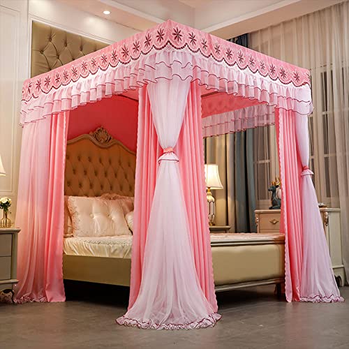 Betthimmel-Vorhänge für Mädchen – Doppellagiges Netz-Baldachin für Einzel-/Kingsize-Bett – Prinzessin Vier Poster-Bettvorhänge mit Rahmen Betthimmel-Vorhänge für Mädchen – Doppellagiges Netz-Baldachin für Einzel-/Kingsize-Bett – Prinzessin Vier Poster-Bettvorhänge mit Rahmen von Generisch