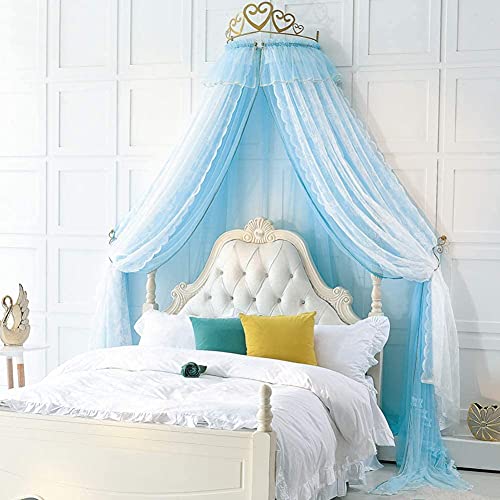 Betthimmel für Doppelbett, Prinzessinnenkrone, runde Kuppel, doppellagige Nachttischdekoration, hängende dekorative Vorhänge, Reißverschluss-Bettmantel, Metallbettkrone Betthimmel für Doppelbett, Prinzessinnenkrone, runde Kuppel, doppellagige Nachttischdekoration, hängende dekorative Vorhänge, Reißverschluss-Bettmantel, Metallbettkrone von Generisch