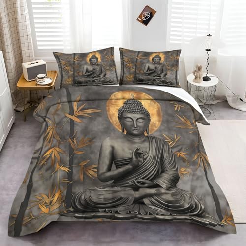 Generisch Bettwäsche-Set, Bambus-Buddha Print, Grau, Mikrofaser, 135 x 200 cm, 2X Kissenbezug 80 x 80 cm, Reißverschluss, 3-teilig, Atmungsaktiv, 600g Generisch Bettwäsche-Set, Bambus-Buddha Print, Grau, Mikrofaser, 135 x 200 cm, 2X Kissenbezug 80 x 80 cm, Reißverschluss, 3-teilig, Atmungsaktiv, 600g von Generisch