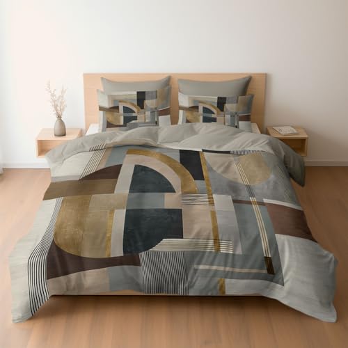 Bettwäsche 135 x 200 cm Mikrofaser Bettbezug, Moderne Kunst Erdtöne geometrisch Wende-Bettwäsche-Set, Bettbezug und 1 x Kissenbezüge Atmungsaktiv Maschinenwaschbar, Heller Taupe Bettwäsche 135 x 200 cm Mikrofaser Bettbezug, Moderne Kunst Erdtöne geometrisch Wende-Bettwäsche-Set, Bettbezug und 1 x Kissenbezüge Atmungsaktiv Maschinenwaschbar, Heller Taupe von Generisch