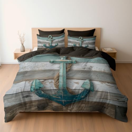 Bettwäsche 135 x 200 cm Mikrofaser Bettbezug, Nautisch Holz Anker Wende-Bettwäsche-Set, Bettbezug und 1 x Kissenbezüge Atmungsaktiv Maschinenwaschbar, Dunkler Taupe Bettwäsche 135 x 200 cm Mikrofaser Bettbezug, Nautisch Holz Anker Wende-Bettwäsche-Set, Bettbezug und 1 x Kissenbezüge Atmungsaktiv Maschinenwaschbar, Dunkler Taupe von Generisch