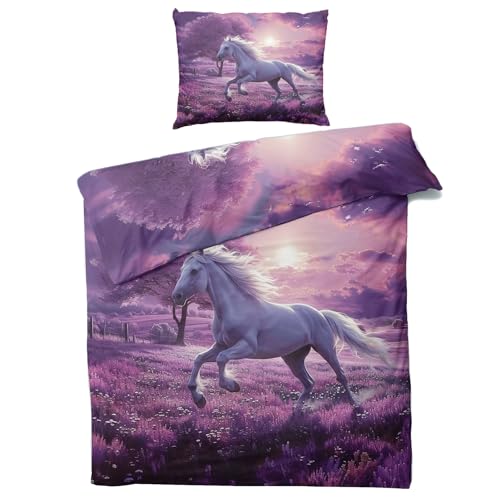 Bettwäsche 135x200 Pferde - Weißes Pferd Bettbezug 135 x 200 2er Set, Weiche & Angenehme Mikrofaser Bettbezüge & Kissenbezug 80x80, Bettwäsche-Sets mit Reißverschluss Y%-134 Bettwäsche 135x200 Pferde - Weißes Pferd Bettbezug 135 x 200 2er Set, Weiche & Angenehme Mikrofaser Bettbezüge & Kissenbezug 80x80, Bettwäsche-Sets mit Reißverschluss Y%-134 von Generisch