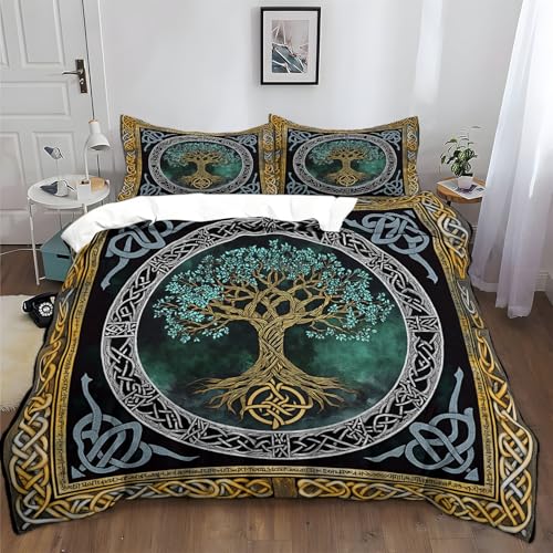 Bettwäsche 155x220cm Wikinger-Lebensbaum-Totem Bettbezug Set, Weich Atmungsaktiv Polyester Baumwolle Bettwäsche 3 teilig, für Erwachsene Kinder mit 2 Kissenbezug 80x80 cm Bettwäsche 155x220cm Wikinger-Lebensbaum-Totem Bettbezug Set, Weich Atmungsaktiv Polyester Baumwolle Bettwäsche 3 teilig, für Erwachsene Kinder mit 2 Kissenbezug 80x80 cm von Generisch