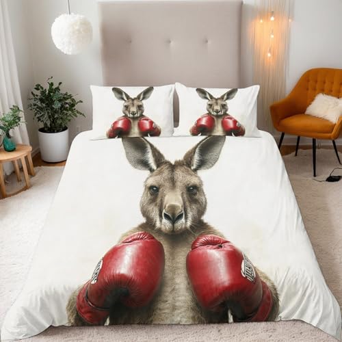 Bettwäsche 200x200 Känguru Bettbezug Set 3 Teilig Känguru-Boxer Bettbezug Weiche Microfaser 3D Motiv Bettdeckenbezug mit Reißverschluss und 2 Kissenbezug 80x80cm Bettwäsche 200x200 Känguru Bettbezug Set 3 Teilig Känguru-Boxer Bettbezug Weiche Microfaser 3D Motiv Bettdeckenbezug mit Reißverschluss und 2 Kissenbezug 80x80cm von Generisch