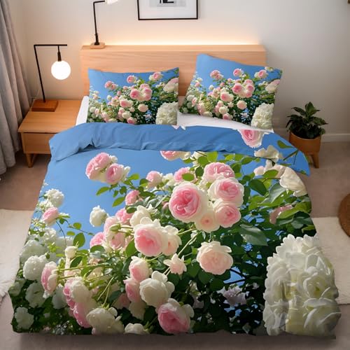 Bettwäsche 200x200 Rosenblüte Pflanze Bettwäsche-Sets 3D Muster Flauschig Mikrofaser Artikel Bettbezug Natur Landschaft Warm Weiche Bettbezüge mit ReißVerschluss Und EckbäNdern+2 Kissenbezug 80x80 cm Bettwäsche 200x200 Rosenblüte Pflanze Bettwäsche-Sets 3D Muster Flauschig Mikrofaser Artikel Bettbezug Natur Landschaft Warm Weiche Bettbezüge mit ReißVerschluss Und EckbäNdern+2 Kissenbezug 80x80 cm von Generisch