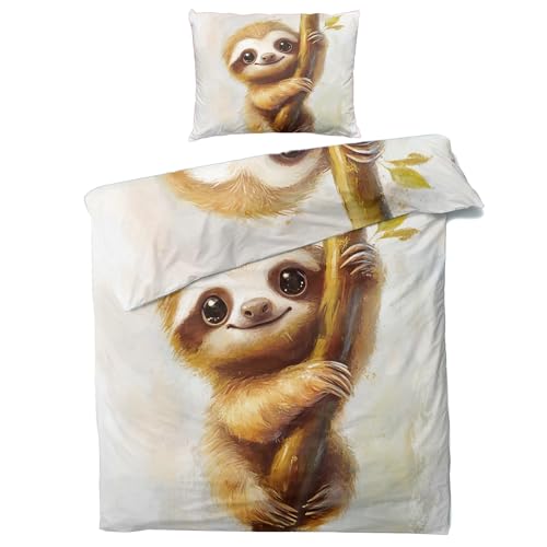 Bettwäsche Faultier 140x200 - Kinder Tiere Deko Bettbezug 2er Set mit 1 Kopfkissenbezug 70x90, mit Reißverschluss, Weiche Kuschelige Bügelfreie Mikrofaser Wendebettwäsche ZJY3148 Bettwäsche Faultier 140x200 - Kinder Tiere Deko Bettbezug 2er Set mit 1 Kopfkissenbezug 70x90, mit Reißverschluss, Weiche Kuschelige Bügelfreie Mikrofaser Wendebettwäsche ZJY3148 von Generisch