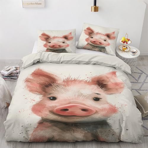 Bettwäsche Schwein 135x200 - Kind Wendebettwäsche, 110gsm Mikrofaser, Weiche & Kuschelige & Bügelfreie Bettbezug 2er Set, 1 Kopfkissenbezug 80x80, mit Reißverschluss &1315 Bettwäsche Schwein 135x200 - Kind Wendebettwäsche, 110gsm Mikrofaser, Weiche & Kuschelige & Bügelfreie Bettbezug 2er Set, 1 Kopfkissenbezug 80x80, mit Reißverschluss &1315 von Generisch