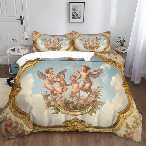 Bettwäsche Set 135x200cm Retro Engel Antike Römische Kunst 3D Polyester Baumwolle Bettbezug Sets, Weich Atmungsaktiv Bettbezüge mit 2 Kissenbezug 80x80 cm, für alle Jahreszeiten Bettwäsche Set 135x200cm Retro Engel Antike Römische Kunst 3D Polyester Baumwolle Bettbezug Sets, Weich Atmungsaktiv Bettbezüge mit 2 Kissenbezug 80x80 cm, für alle Jahreszeiten von Generisch
