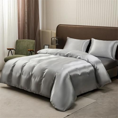 Bettwäsche-Set aus Eisseide, einfarbig, Bettbezug mit Kissenbezügen, weiches Bettlaken, Doppelbett, Queen-Size-Bett Bettwäsche-Set aus Eisseide, einfarbig, Bettbezug mit Kissenbezügen, weiches Bettlaken, Doppelbett, Queen-Size-Bett von Generisch