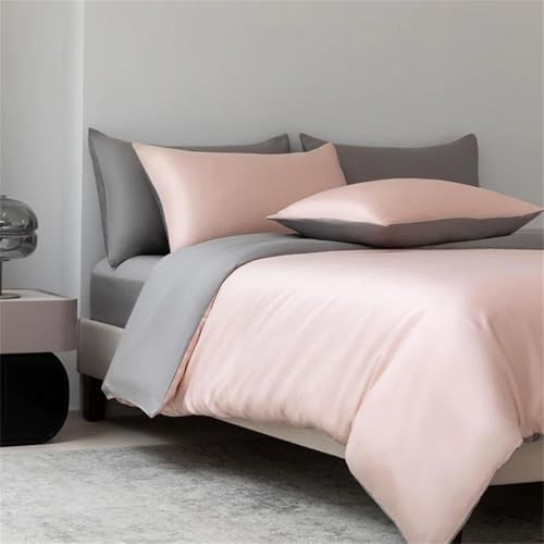 Bettwäsche-Set aus Maulbeerseide, mit Bettbezug, Kissenbezügen, einfarbig, glatt, Doppelbett, Queen-Size-Bett Bettwäsche-Set aus Maulbeerseide, mit Bettbezug, Kissenbezügen, einfarbig, glatt, Doppelbett, Queen-Size-Bett von Generisch