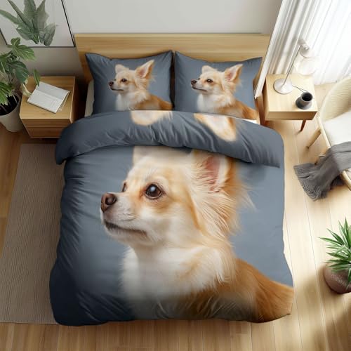 Bettwäsche-Sets 135 x 200 cm Tier Chihuahua Mikrofaser Bettbezug Set mit Kissenbezug, Grau Weich Bügelfrei Atmungsaktive 2-Teilig Bettwäsche für Schlafzimmer Dekorieren Bettwäsche-Sets 135 x 200 cm Tier Chihuahua Mikrofaser Bettbezug Set mit Kissenbezug, Grau Weich Bügelfrei Atmungsaktive 2-Teilig Bettwäsche für Schlafzimmer Dekorieren von Generisch