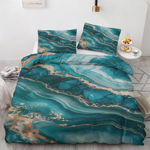 Bettwäsche Türkis Edelstein Abstrakt 155x220 - Türkis Marmor Deko Bettbezug 2er Set mit 1 Kopfkissenbezug 80x80, mit Reißverschluss, Weiche Kuschelige Bügelfreie Mikrofaser Wendebettwäsche ZJY2505 Bettwäsche Türkis Edelstein Abstrakt 155x220 - Türkis Marmor Deko Bettbezug 2er Set mit 1 Kopfkissenbezug 80x80, mit Reißverschluss, Weiche Kuschelige Bügelfreie Mikrofaser Wendebettwäsche ZJY2505 von Generisch