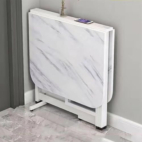 Beweglicher, klappbarer Esstisch, ausziehbar, ultradünn, Metallrahmen, Küchentisch mit Anti-Sturz-Stütze für Arbeit und Esszimmer, 120 cm, platzsparendes Design, vielseitig einsetzbar von Generisch