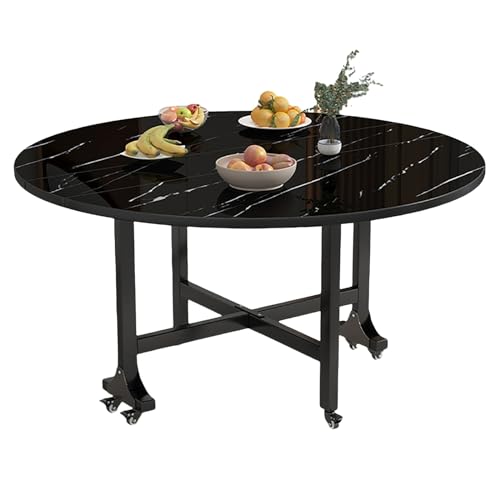 Beweglicher, klappbarer Esstisch mit Rollen, multifunktional, ausziehbar, rund, Drop-Leaf-Design für kleine Räume in Küche, Schlafzimmer oder Wohnzimmer von Generisch