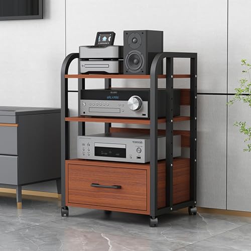 Beweglicher Medienständer mit 3 Ebenen, TV-Eckregal mit Aufbewahrungsschublade für Wohnzimmer, Audio-Regal, Turm für CD-Player und Unterhaltungszentrum (Farbe: B 2) von Generisch