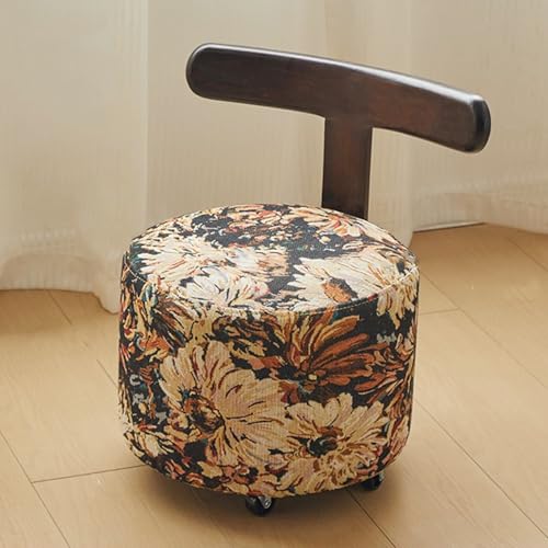 Beweglicher Rollhocker mit Rollen – gepolsterte Fußstütze Pouf für Wohnzimmer, Eingangsbereich, Küche, Schlafzimmer, Flur – Akzent-Möbelstück von Generisch