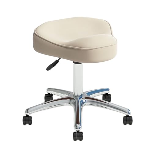 Beweglicher Sattelhocker, Ergonomischer Hocker Mit 360 ° -Drehung, Pneumatischer Drehsattelstuhl, Robuste Basis, for Den Salonshop Im Home Office(White) von Generisch