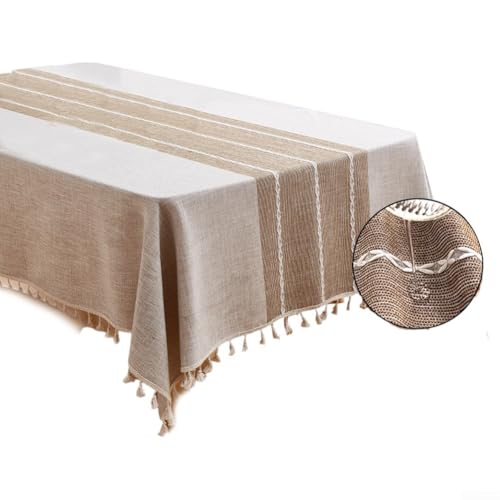 Bezaubernde Tischdecke für Esszimmer, wasserdicht, Baumwoll-Leinen, rustikale Note (Kaffee) von Generisch
