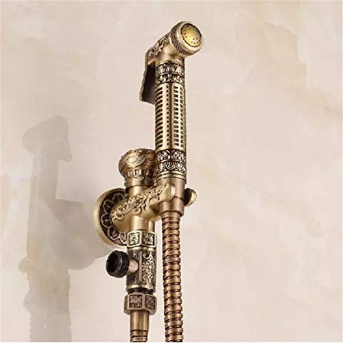Bidet-Wasserhahn – Handbrause für Bad & WC, einzelnes kaltes hygienisches Design, ideal für muslimische Zwecke, antikes Messing mit Blumenmuster von Generisch