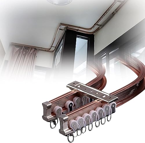 Biegbares Vorhangschienensystem, Aluminium-Decken- oder Wandhalterung, gebogenes Design für Wohnmobil und Erkerfenster, verstellbare Länge von 1 m bis 5 m Biegbares Vorhangschienensystem, Aluminium-Decken- oder Wandhalterung, gebogenes Design für Wohnmobil und Erkerfenster, verstellbare Länge von 1 m bis 5 m von Generisch