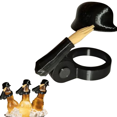 Bierflaschenhelm mit Soldatengruß, Bierflaschen Helm Flaschenverschluss, lustiger und einzigartiger Anti-Flaschenverschluss im Militärgruß-Design, Wiederverwendbarer Flaschenverschluss (1P Schwarz) von Generisch