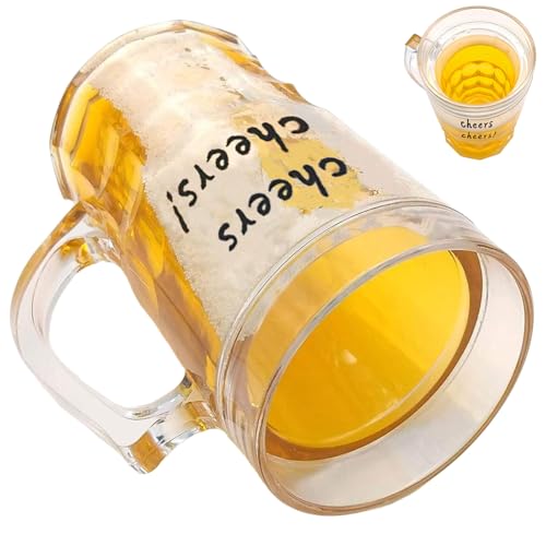 Bierkrüge Mit Griffen,Doppelschicht Bierbecher - Doppelwandiger Trinkbecher 450ml Für Garten Barbecue Kaffee Fest Tisch Pool Partys Cocktail Familie von Generisch