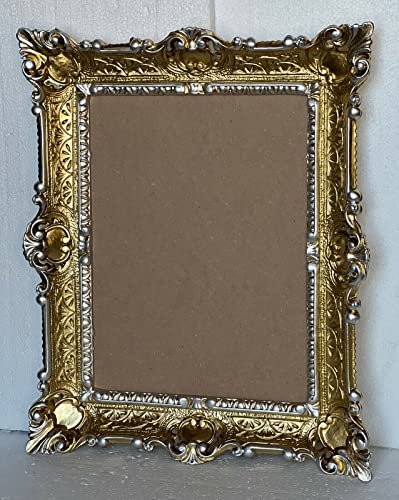 Bilderrahmen Antik Gold Rechteckig 57 x 47 cm Foto Spiegelrahmen Gemälderahmen Barockrahmen 30 x 40 cm Prunk Rahmen 3049G (Gold-Silber) von Generisch