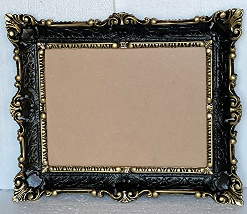 Bilderrahmen Antik Gold Rechteckig 57 x 47 cm Foto Spiegelrahmen Gemälderahmen Barockrahmen 30 x 40 cm Prunk Rahmen 3049G (Schwarz-Gold) von Generisch