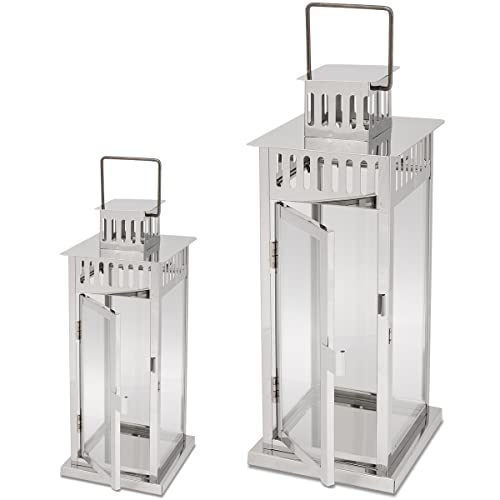 SEVICO Laterne XXL Set 2 Gartenlaterne Metall Windlicht Laternen Deko Kerzenhalter Kerzenleuchter Kerzenständerr für Outdoor Wohnzimmer Garten Balkon Innen Indoor von SEVICO