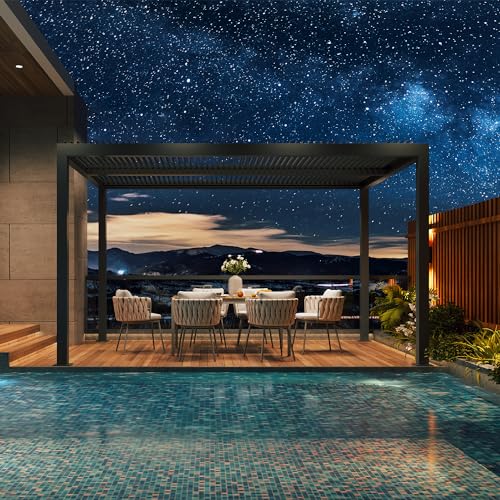 Bioklimatische Pergola 4x3,3m - Aluminium mit verstellbaren Lamellen 13,2m² Gartenüberdachung Outdoor Terrasse Unterstand Stilvolle graue Pergola für Terrasse und Hinterhof von Generisch