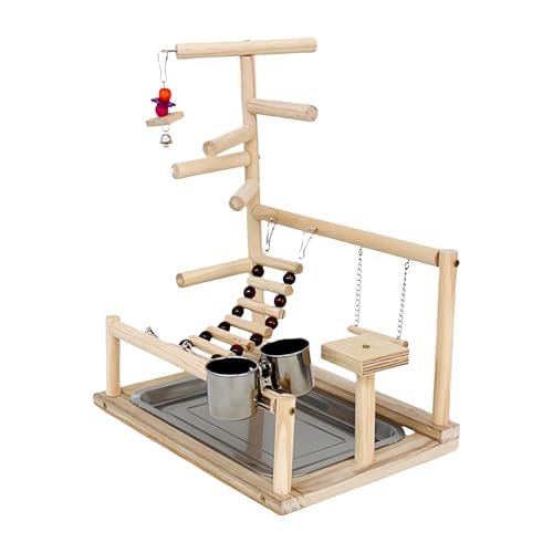 Bird Barch Stand - Holzpapagei -Spielständer, Käfig Top Gym Leiter | Handgefertigtes natürliches Holzspielplatz mit Spielzeug für Cockatiel Shelakeet Conure Fun Training Spot, idealer Haustierplatz zu Bird Barch Stand - Holzpapagei -Spielständer, Käfig Top Gym Leiter | Handgefertigtes natürliches Holzspielplatz mit Spielzeug für Cockatiel Shelakeet Conure Fun Training Spot, idealer Haustierplatz zu von Generisch
