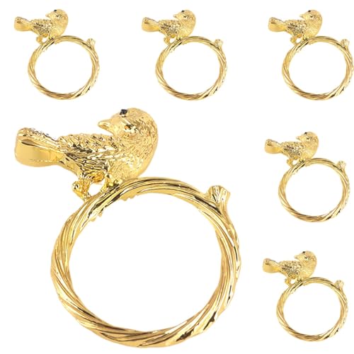 Bird Serviettenverschluss - Elegante Vogel -Serviettenringe Set | Gold SERTIETTE -Inhaber (Set Von 6) | Stylish Table Decor Für Hochzeiten, Abendessen Und Hausversammlungen von Generisch