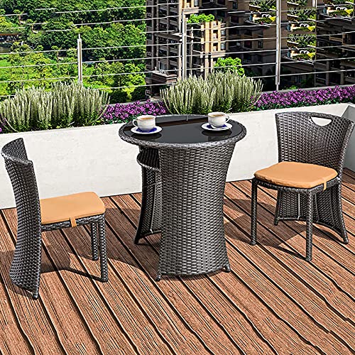 Bistro-Set mit gepolsterten Stühlen, Terrassen-Gesprächsset für Balkon, Garten, platzsparendes Design, 3-teiliges Outdoor-Möbel-Set von Generisch