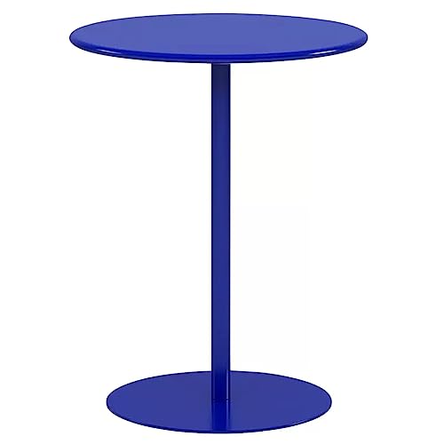 Bistrotisch aus Metall, runder Couchtisch aus Eisen für den Innen- und Außenbereich, stabile Basis für Garten, Esszimmer oder Hausbar, Farbe: Blau, Größe: 70 x 72 cm von Generisch