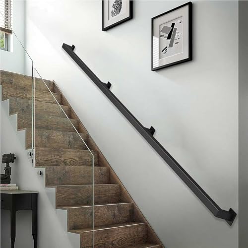 BlackRailing 80 cm bis 5 m, robuste 200 kg Sicherheitsstütze, komplettes Set für den Innen- und Außenbereich, quadratisches Rohr-Design, langlebiger Schmiedeeisen-Handlauf (2,5 m) von Generisch